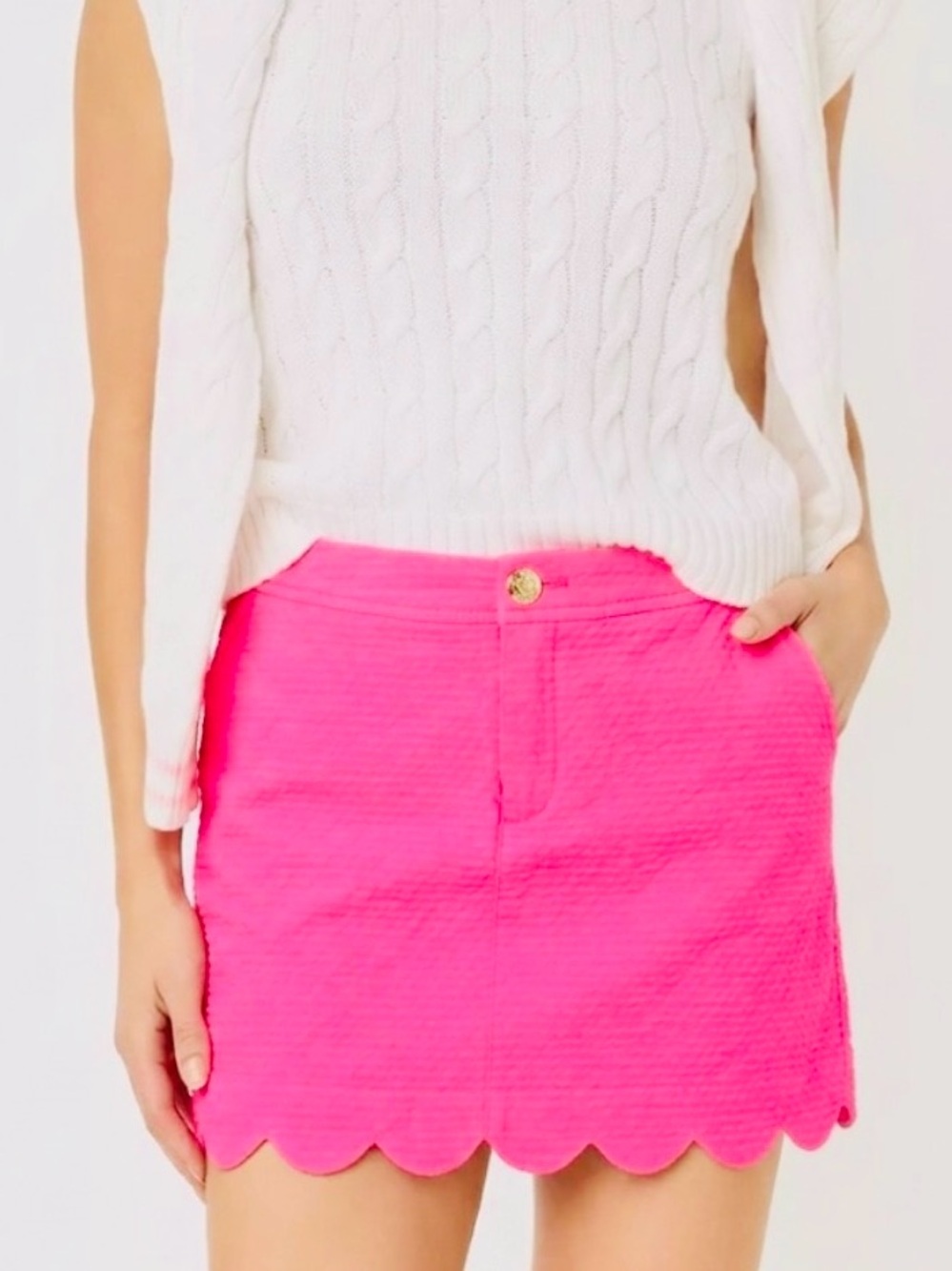 Lilly Pulitzer women’s Colette Skort hot pink Mini skirt pique 100% cotton SZ 00